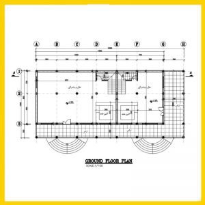 Map of a 300-meter 2-unit duplex villa with structures