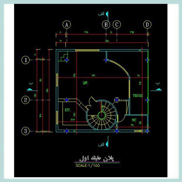 Map of a 70-meter two-story villa