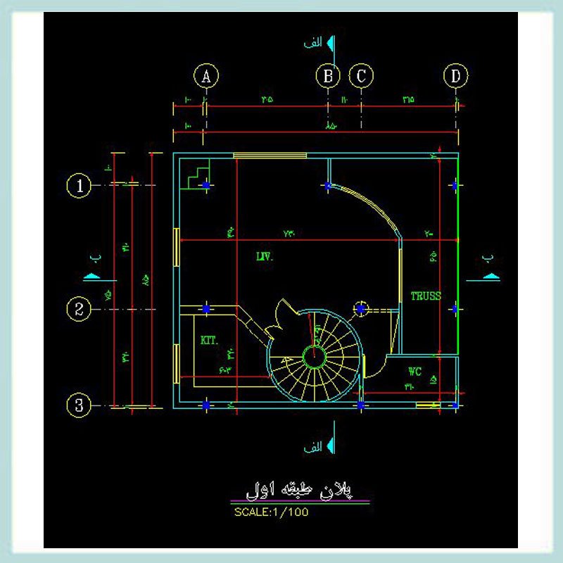 Map of a 70-meter two-story villa
