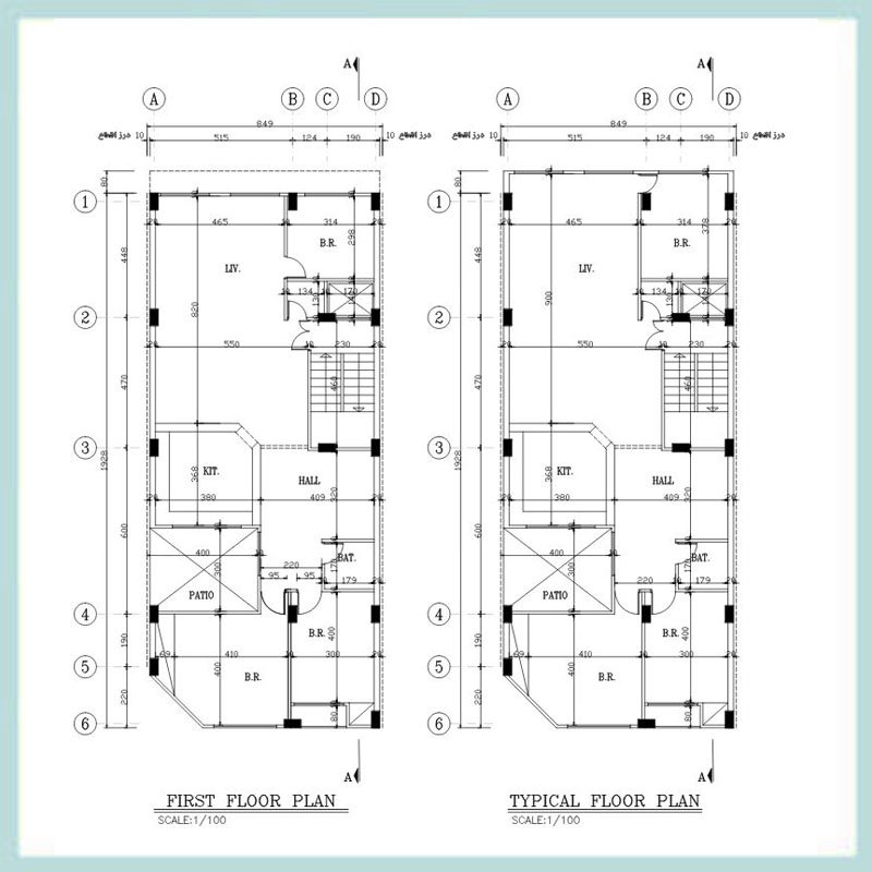 Architectural plan 8*19 South