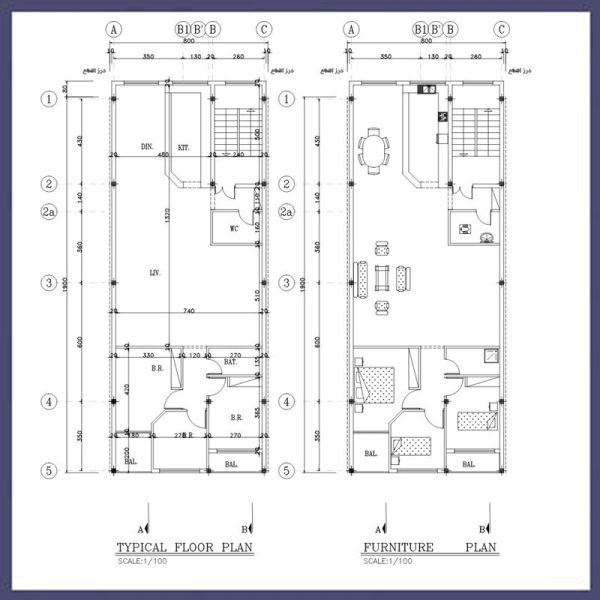 Architectural plan 8*19 South