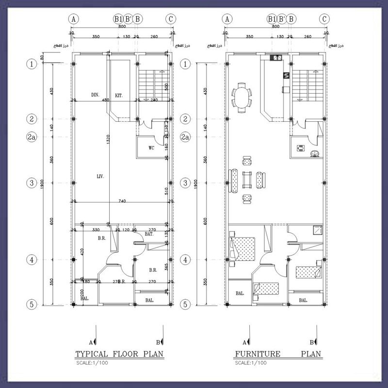 Architectural plan 8*19 South