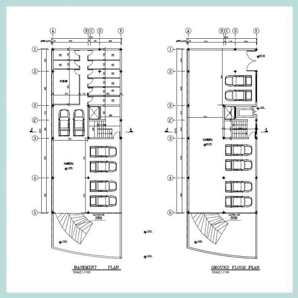Architectural plan 27*10, two north-east corners