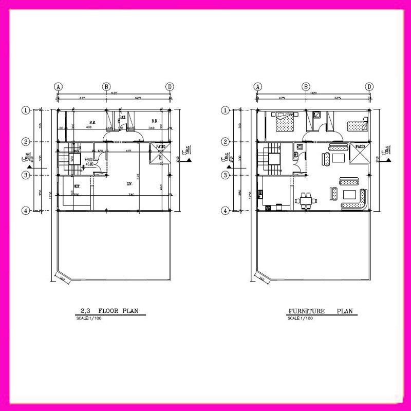 Architectural plan 10x11, two north-west corners