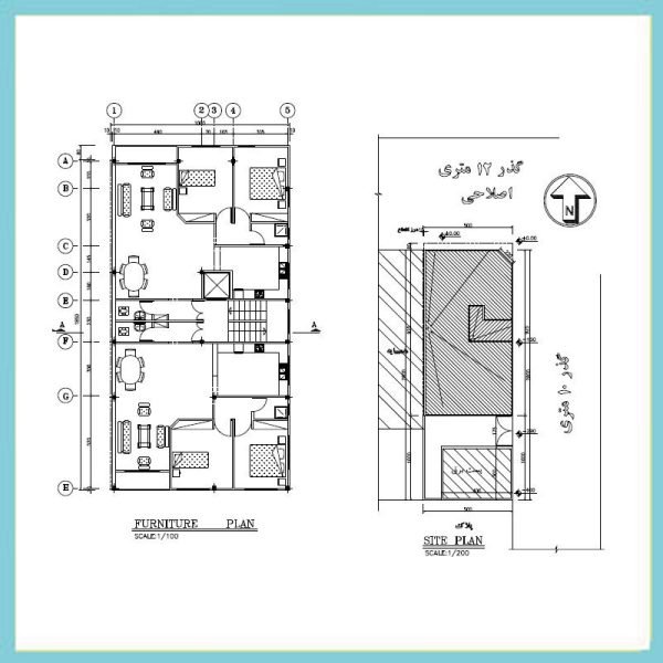 Architectural plan 18x10, two south-east corners