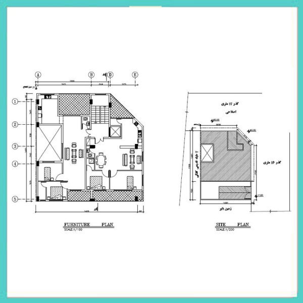 Architectural plan 14x14, two south-east corners