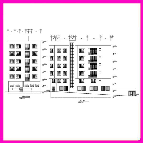 Architectural plan 24x14, two south-west corners