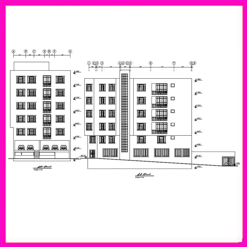 Architectural plan 24x14, two south-west corners