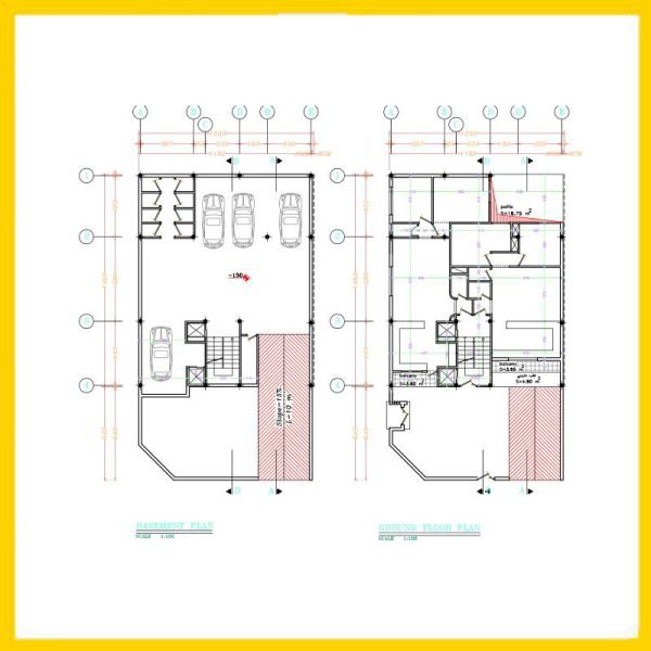 Architectural plan 15x12 two corners + structure