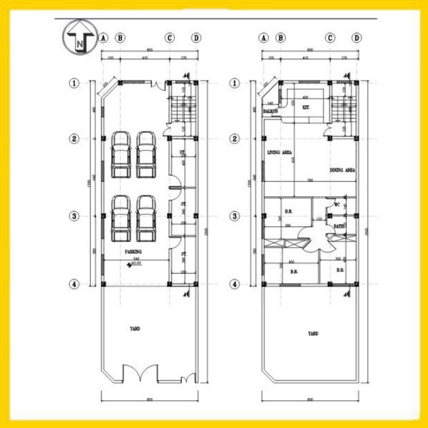 Architectural plan 17*8 south-west