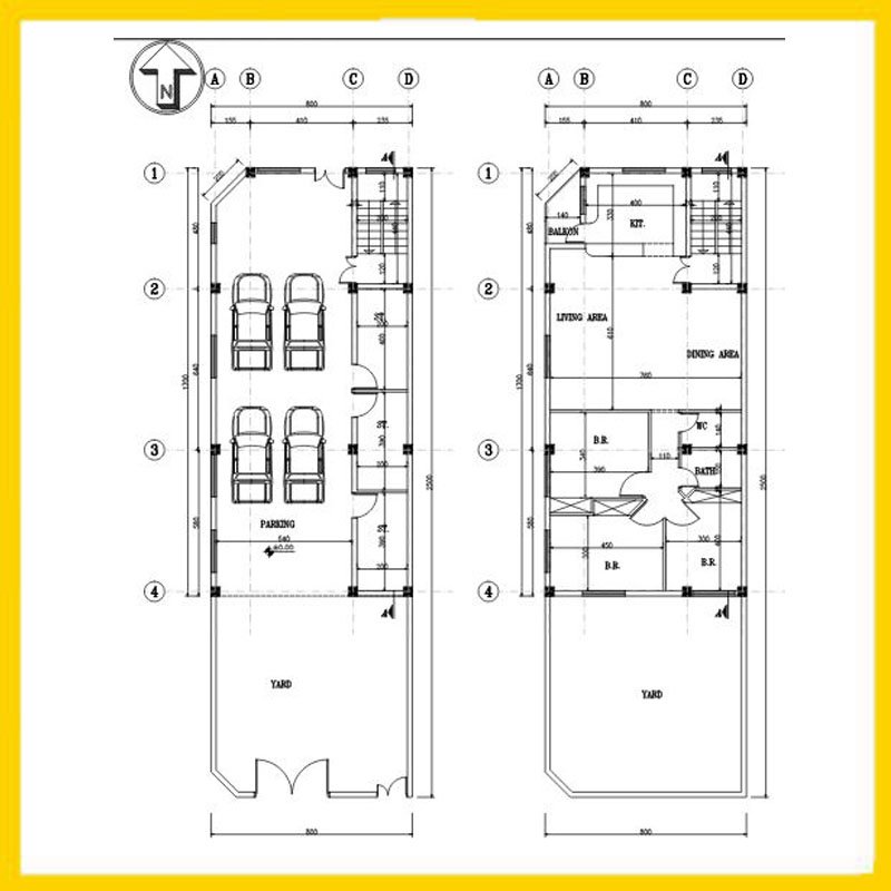 Architectural plan 17*8 south-west