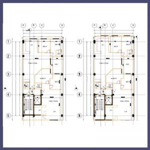 Architectural plan 20 x 10, two on north and south