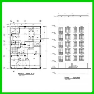 Architectural plan 14 x 19 south-north