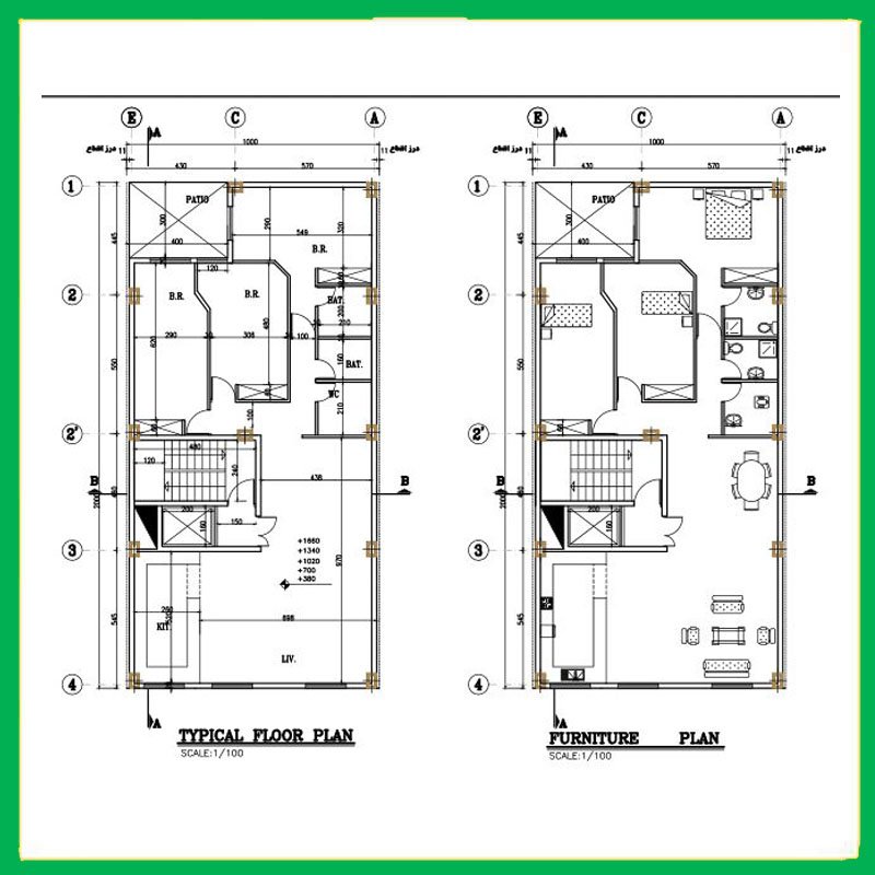 Architectural plan 20*10 north