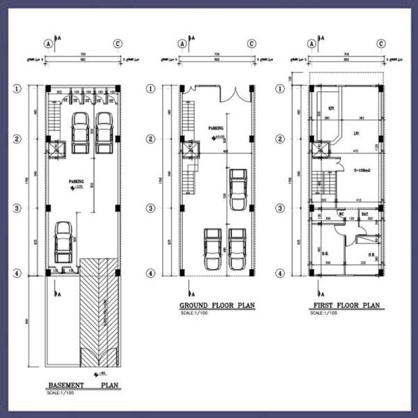 Architectural plan 17*7 north and south