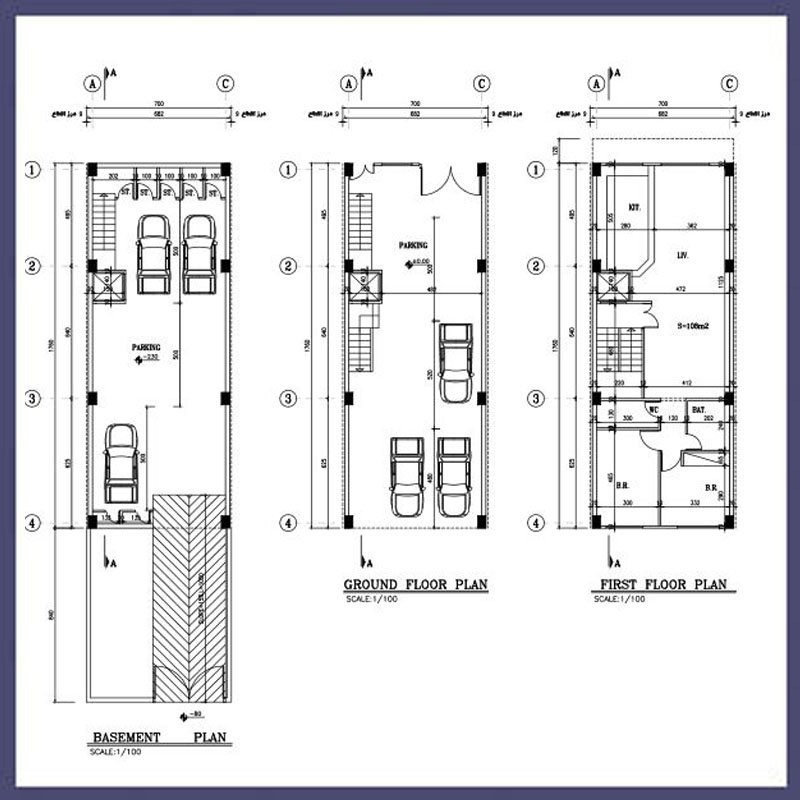 Architectural plan 17*7 north and south
