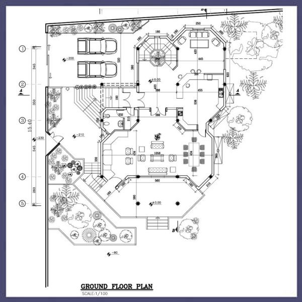 Map of a 500-meter villa, 2 floors + basement
