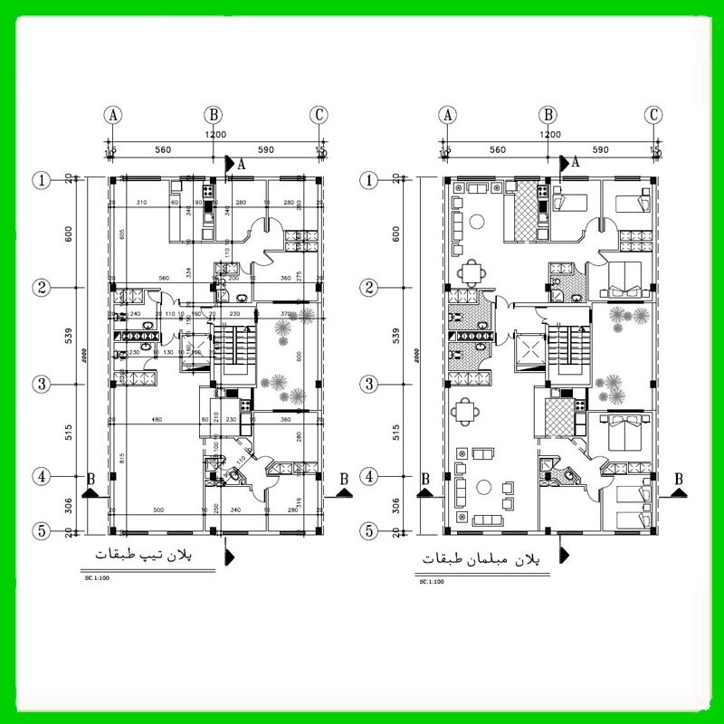 Architectural plan 12*20 south