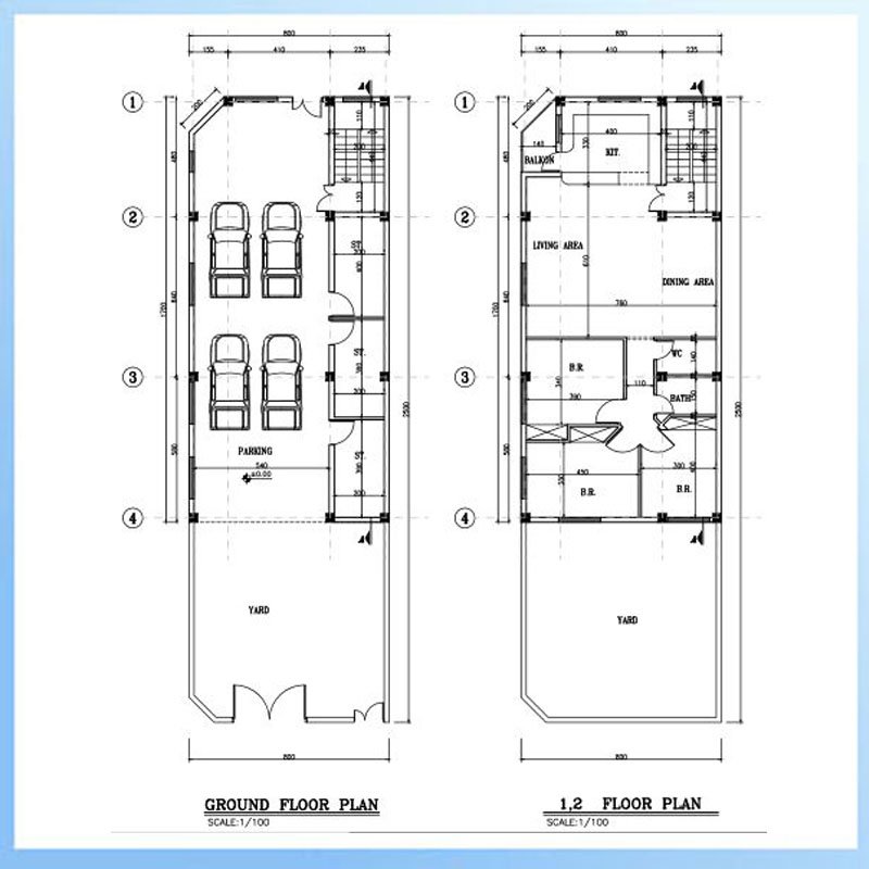 Architectural plan 17*8 north-west