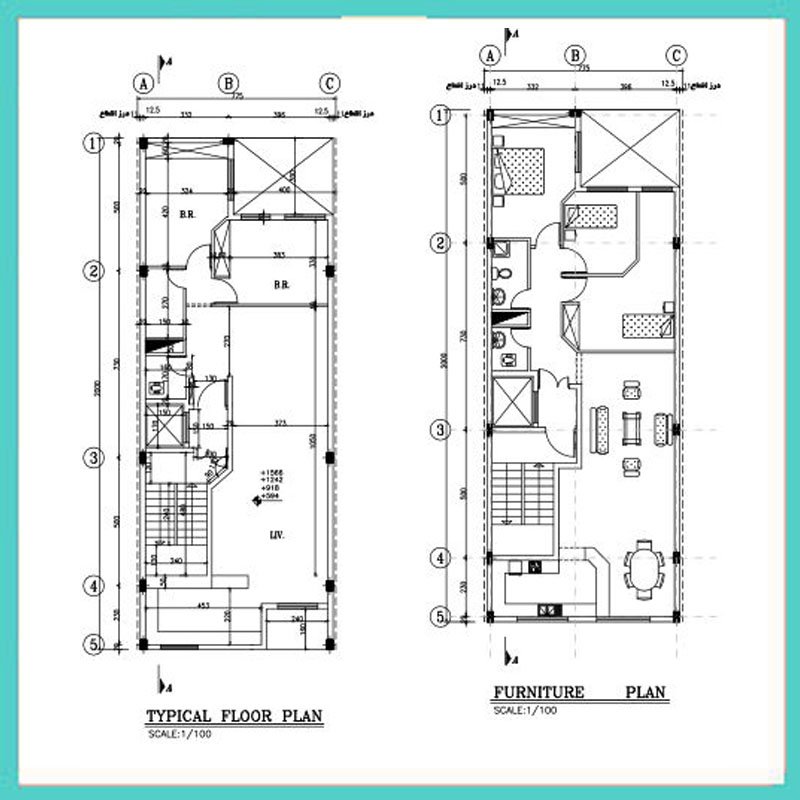 Architectural plan 8*20 north