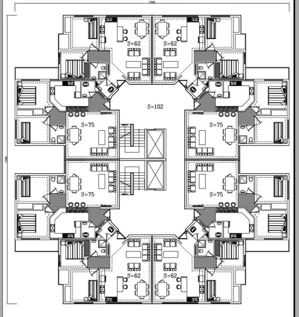 Architectural plan 27*27 - Tower