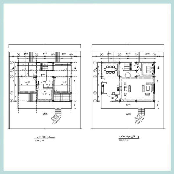 Map of a 160-meter two-story villa