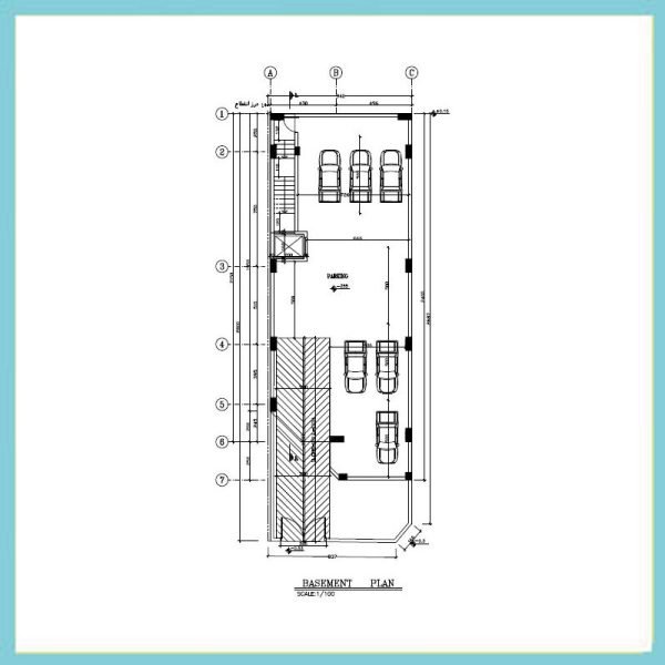 Architectural plan 21*9, two north-east corners