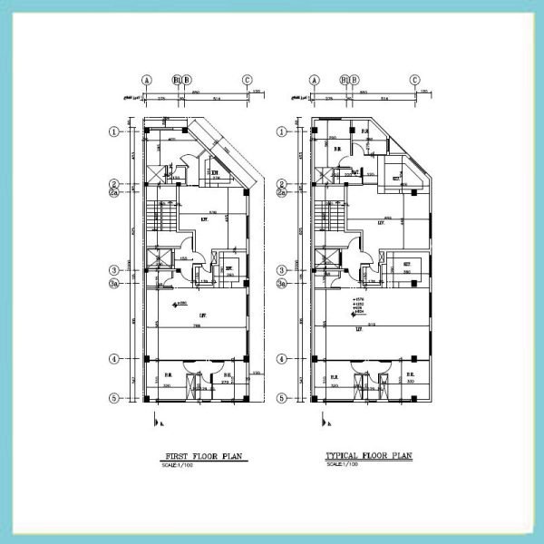 Architectural plan 22x8 two corners