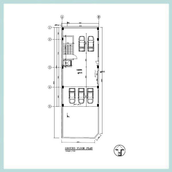 Architectural plan 20*9, two north-east corners