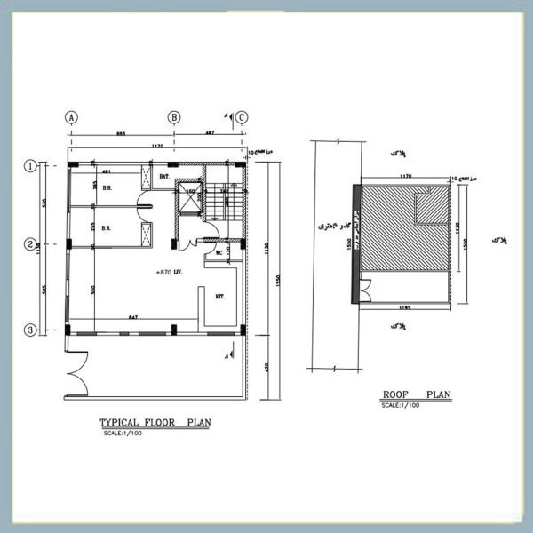 Architectural plan 12x11 two corners