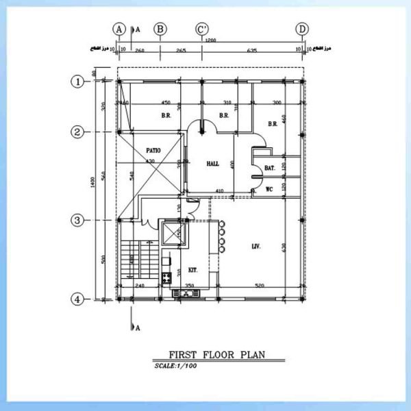 South 12x14 architectural plan